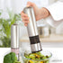 Electric Salt and Pepper Grinder - Automatic, Refillable, Battery Operated Stainless Steel Spice Mills with Light - One Handed Push Button Peppercorn Grinders and Sea Salt Mills