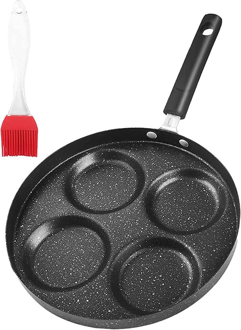 NINGVIHE Egg Pan,Non Stick Frying Pan,Skillet Pans for Cooking,Multi Egg Cooker Pan for Breakfast,Safe Non-stick Coating(Round), Black (01)