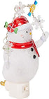 Snowman With Decorative Garland LED 7.75 Inch Acrylic Swivel Plug Bubble Night Light