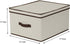 Household Essentials 515 Storage Box with Lid and Handle- Natural Beige Canvas with Brown Trim- Jumbo