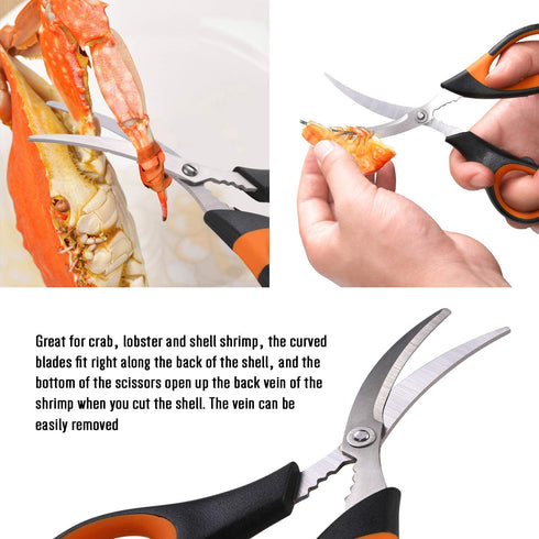 Hiware Seafood Tools Set - Crab Lobster Crackers and Picks Tools Service for 2, Includes Crab Leg Crackers, Seafood Scissors, Butter Warmers, Lobster Shellers, Crab Forks and Tealight Candles