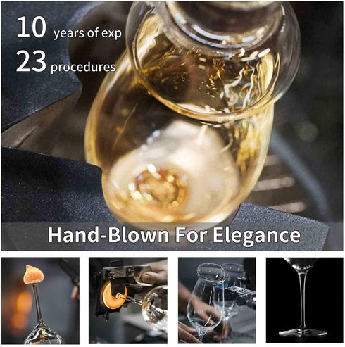 Hand Blown Italian Style Crystal Burgundy Wine Glasses - Lead-Free Premium Crystal Clear Glass - Set of 2 - 21 Ounce - Gift-Box for any Occasion