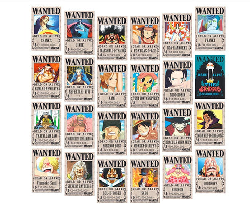 One Piece Wanted Posters, New Edition, 28.5cm—19.5cm, Luffy 1.5 Billion, Pack of 24