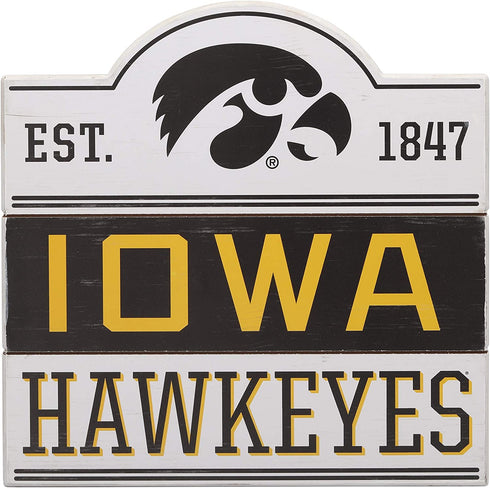Open Road Brands University of Iowa Hawkeyes Bump Planked Wood Wall Decor