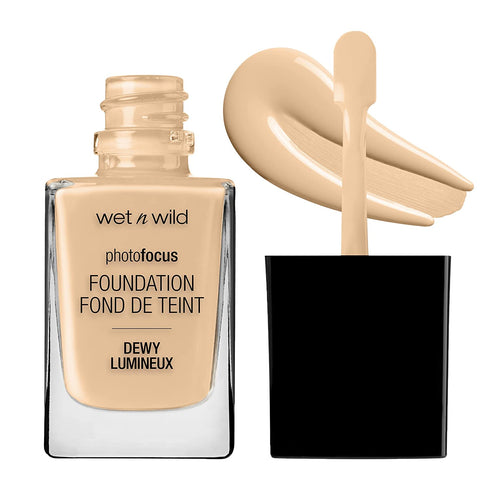 Wet n Wild Photo Focus Dewy Liquid Foundation Makeup, Soft Beige (Packaging May vary)