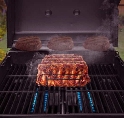 Sorbus® Non-Stick Rib Rack Porcelain Coated Steel Roasting Stand Holds 4 Rib Racks for Grilling & Barbecuing (Black)