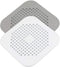 YIMSGO Drain Hair Catcher 2 Packs, Shower/Bathtub Drain Cover, Silicone Hair Catcher for Shower, Square Drain Stopper for Tub,Kitchen,Bathroom Gray/White