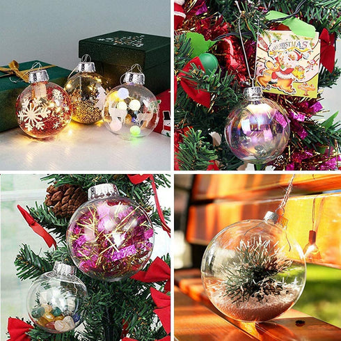 20 Pcs Clear Plastic Fillable Ornament Balls,Removable Top Clear Hanging Ornaments Ball,DIY Plastic Ornaments Round Balls,Perfect for Decoration On Christmas Trees,Wedding,Party(60mm)
