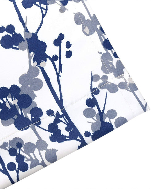 DriftAway Leah Abstract Floral Blossom Ink Painting Room Darkening Thermal Insulated Grommet Unlined Window Curtains 2 Panels Each Size 52 Inch by 84 Inch Navy Silver Gray