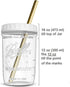 Reusable Wide Mouth Smoothie Cups Boba Tea Cups Bubble Tea Cups with Lids and Gold Straws Ball Mason Jars Glass Cups (2-pack, 16 oz mason jars) Brand Capsule Classic