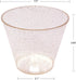 JL Prime 100 Rose Gold Glitter Plastic Cups, 9 Oz Heavy Duty Reusable Disposable Rose Gold Glitter Clear Plastic Cups, Old Fashioned Tumblers, Hard Plastic Drinking Cups for Party and Wedding