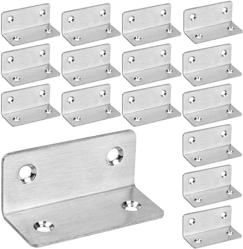 30PCS Stainless Steel Corner Brace, 2.3?x 1? Small Corner Brackets, Heavy Duty 90 Degree Internal Angle Brackets, L Shape Brackets Joint Fastener for Wood Furniture Board Window Cabinet Table