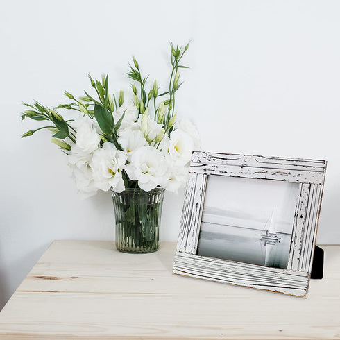 Barnyard Designs Rustic Farmhouse Distressed Picture Frame - White Wood Photo Frame 8? x 10?