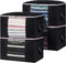 Kootek 4 Pack Storage Bags 90L Large Capacity Clothes Storage Bins Thick Fabric Container Organizer with Clear Windows Reinforced Handles Zippers for Seasonal Clothes Comforter Sheets Blanket (Black)