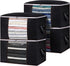 Kootek 4 Pack Storage Bags 90L Large Capacity Clothes Storage Bins Thick Fabric Container Organizer with Clear Windows Reinforced Handles Zippers for Seasonal Clothes Comforter Sheets Blanket (Black)