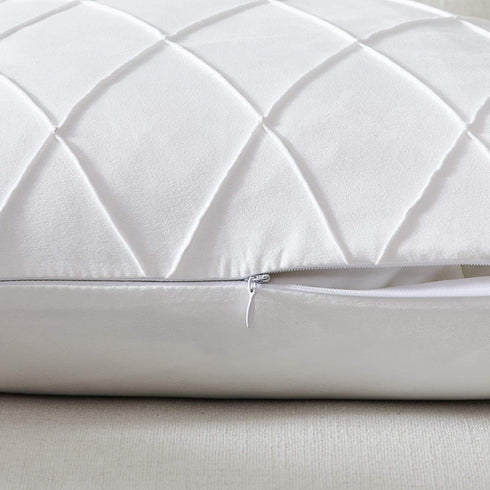 Longhui bedding Pure White Throw Pillow Covers 2-Pack 22 x 22 Inch Cushion Covers Sturdy and Discrete Zipper Opening Premium Quality Polyester - Decorative Pillow Covers for Couch Sofa Bed