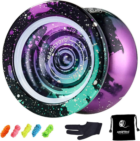 MAGICYOYO Professional N11 Unresponsive Yoyo for Kids, Metal Trick Yoyo for Adults, Alloy Aluminum Professional yo-yos with 4 Colors Yoyo Ball, Bonus 5 Yoyo Strings, Yo Yo Glove and Yo-yo Bag