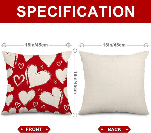 Whaline Happy Valentine's Day Pillow Covers Heart Buffalo Plaid Throw Cushion Cover Red White Love You Most Pillow Case for Farmhouse Home Office Sofa Bed Party Decoration, 18 x 18inch, Set of 4