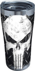 Tervis 1292882 Marvel-Punisher Insulated Tumbler with Clear and Black Hammer Lid, 20 oz Stainless Steel, Silver