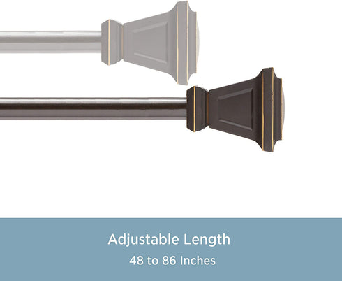 Kenney KN75351 Seville 5/8" Standard Decorative Window Curtain Rod, 48-86", Oil Rubbed Bronze