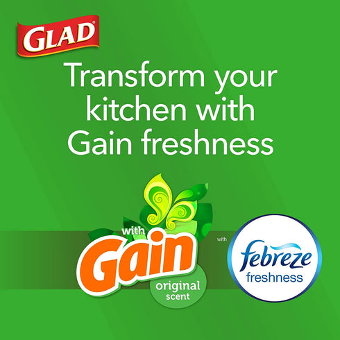 Glad® ForceFlex Tall Kitchen Drawstring Trash Bags 13 Gallon White Trash Bag, Gain Original scent with Febreze Freshness 40 Count (Package May Vary)