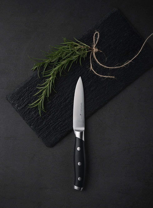 Linoroso Paring Knife 3.5 inch Small Kitchen Knife with Elegant Gift Box, Sharp Forged German Carbon Stainless Steel Fruit Knife, Full Tang, Ergonomic Handle-Classic Series