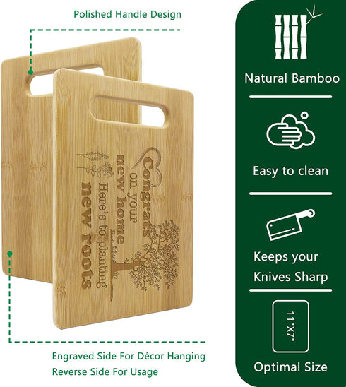 MY-ALVVAYS New House Homeowner Gift, Housewarming Gift, New House Gift, New Home Gift, First Home Gift, Congrats on your new home, Here's to Planting New Roots, Cutting Board Gift, 7"x 11", MCB034