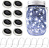 Solar Mason Jar Lights, 8 Pack 15 LED Waterproof Fairy Firefly Jar Lids String Lights with Hangers(NO Jars), Patio Yard Garden Wedding Easter Decoration - Cool White