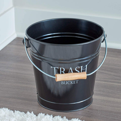 iDesign Pail Metal Wastebasket Trash Garbage Can for Bathroom, Bedroom, Home Office, Kitchen, Patio, Dorm, College, Set of 1, Black,862