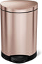 simplehuman 6 Liter / 1.6 Gallon Semi-Round Bathroom Step Trash Can, Rose Gold Stainless Steel