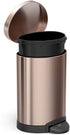 simplehuman 6 Liter / 1.6 Gallon Semi-Round Bathroom Step Trash Can, Rose Gold Stainless Steel