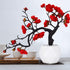 Artflower Plum Blossom Artificial Silk Flowers 2 Pack Simulation Flower with Ceramic Vase Fake Plant Potted Arrangement for Home Wedding Office DIY Living Room Party Garden Decoration (Mix)