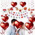 Proposal Decorations for her, I Love You Banner, Merry Me Banner,Valentines Day Decor, 2 Glitter Red Heart Garland, Red Heart Foil Balloon, Confetti Balloons
