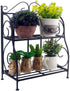 Sunnyglade Spice Rack, 2-Tier Foldable Shelf Rack Kitchen Bathroom Countertop, 2-Tier Standing Storage Organizer Spice Jars Bottle Shelf Holder Rack -Black