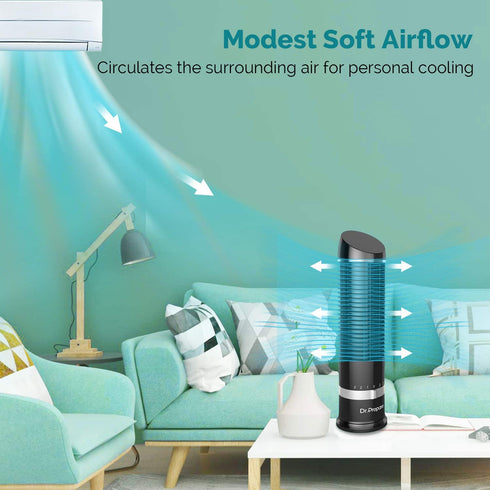DR.PREPARE Oscillating Tower Fan, Desk Table Fan with 3 Speeds, Quiet Cooling, 60° Oscillation, 16 Inch Personal Small Bladeless Fan Cooling Fan for Bedroom Home Office Desktop