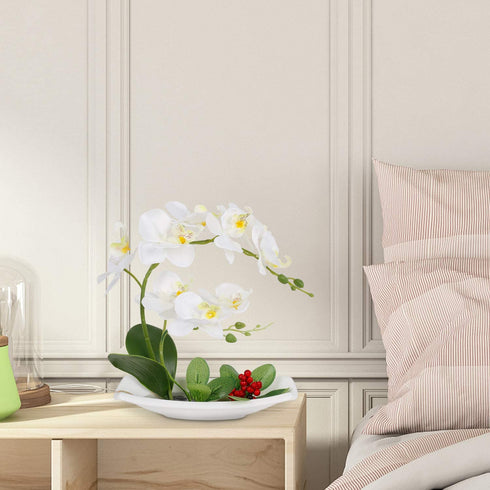 LIVILAN Artificial Orchid White Arrangements for Decoration Silk Fake Flowers for Table Centerpiece Home Bathroom Decor Office Wedding Vivid