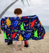 YIFONTIN Beach Towel for Kids, Dinosaur Velour Terry Towel, Cotton Blanket Throw, 30X60 inches for Travel Swimming Bath Camping and Picnic, Navy.