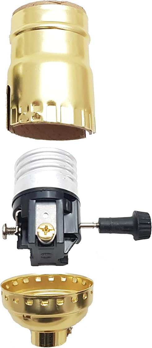 B&P Lamp® Brass Plated Finish Table Lamp Wiring Kit with a 8 Inch Harp and 3-Way Socket