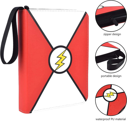 Card Binder Holder Carrying Case Trading Card Holder with Transparent Card Sleeves for Name Cards, Sports Cards,Game Cards Holds Up to 400 Cards with 50 Premium 4-Pocket Pages (Red White)