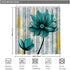 Zlove Blue Flower Shower Curtain Gold and Grey Artwork Waterproof Polyester Fabric Bath Curtain for Bathroom Decor with 12 Pack Plastic Hooks 72x72inch