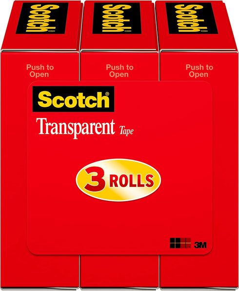 Scotch Transparent Tape, 3/4 in x 1000 in, 3 Boxes/Pack (600K3)