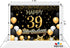 RBYOO 39th Gold Black Happy Birthday Backdrop for Girls Women Boy Men 7x5ft Photography Background Banner Birthday Party Decorations Photo Booth Props