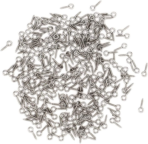 IDEALSV (304) Stainless Steel Small Mini Screw Eyes Pin Hook for Jewelry, Cork Bottles,Resin, Bead,300 Pack 0.39x0.16inch Tiny Hook Screws Ring