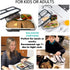 Bento Lunch Box For Adults, Kids | Leakproof Meal Prep Portion Control Boxes Japanese Style for Boys Teens 3 Compartment Slim Container For Work, School | Eco-friendly Divided Containers, Grey - Black