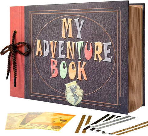 INNOCHEER Adventure Book with Embossed Cover, Large 12.3 x 8.3 Inch 80 Pages Scrapbook Album, Gifts for Thanksgiving Day, Christmas, Anniversary, Family Memory