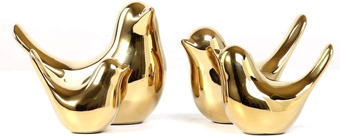 4 Pieces Small Animal Statues Home Decor Modern Style Decorative Ornaments for Living Room, Bedroom, Office Desktop, Cabinets (Golden Bird S&M&L&XL)