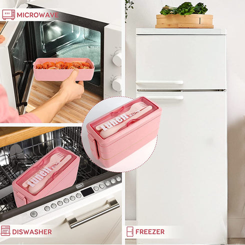 Bento Box Japanese Lunch Box Set (29 PCS) for Kids & Adults, 3 Layer Stackable Leakproof BPA Free Bento Boxes Kit with Snack Bag, Lunch Bag, Cake Cups, Fruit Forks, Utensils, Meal Prep Containers