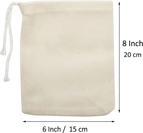 FOCCIUP 50 Pcs 6x8 Inches Cotton Drawstring Bags Reusable Muslin Cotton Bags Sachet Bag Jewelry Pouch for Party Wedding Home Supplies