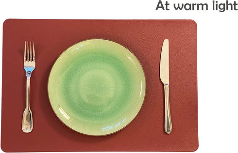 GabrielModu Placemats,Washable Table Mats for Dining Table,Waterproof Durable Reusable Non-Slip Heat-Resistant Stain- Resistant PVC Mats Kitchen,Easy Clean Wipeable Place Mat Set of 4, Wine Red