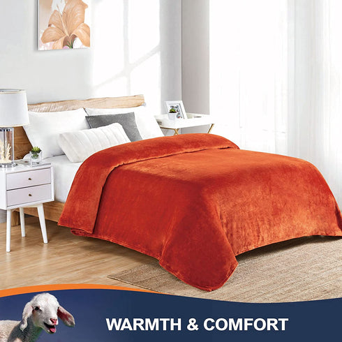 Walensee Fleece Blanket Plush Throw Fuzzy Lightweight (Twin Size 60x80 Orange) Super Soft Microfiber Flannel Blankets for Couch, Bed, Sofa Ultra Luxurious Warm and Cozy for All Seasons